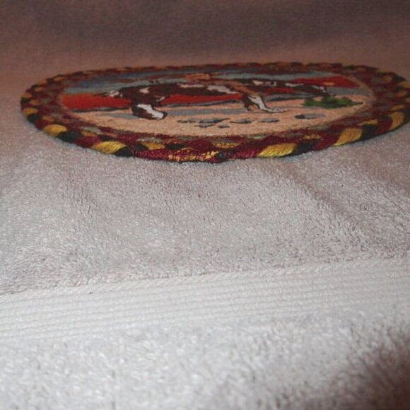 Native American End Of Trail Horse Mat Trivet Art Decor Earth Rugs Braided Jute - Picture 2 of 5